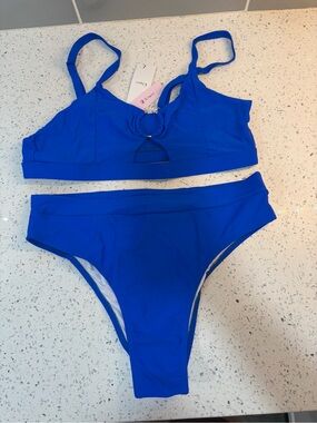 NWT blue ring bikini, size large